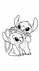 coloriage Stitch et Angel updated à imprimer pour enfants