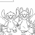 a imprimer coloriage Stitch et Angel updated gratuit
