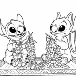 coloriage Stitch et Angel updated pour enfants