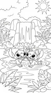 imprimer coloriage Stitch et Angel updated gratuit
