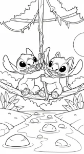 coloriage Stitch et Angel updated à imprimer pour enfant de 6 ans