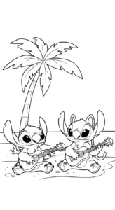 coloriage Stitch et Angel updated et decoupage a imprimer gratuit