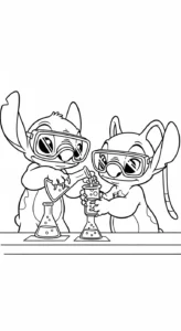 coloriage Stitch et Angel updated gratuit à imprimer