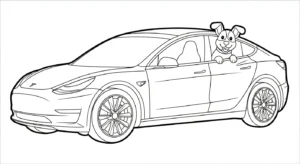coloriage Tesla et decoupage