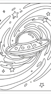 coloriage UFO pour enfants a imprimer gratuit