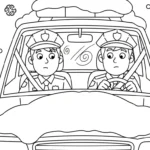 coloriage Voiture de Police et découpage à imprimer