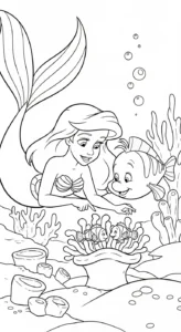 coloriage Ariel updated à imprimer kawaii