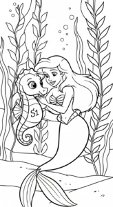 coloriage Ariel updated et decoupage