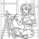 coloriage Harley Quinn updated pour enfant de 4 ans