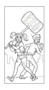 coloriage Harley Quinn updated à imprimer pour enfant de 10 ans