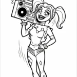 coloriage Harley Quinn updated pour enfant de 3 ans