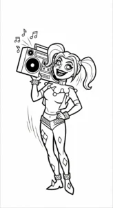 coloriage Harley Quinn updated pour enfant de 3 ans