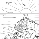 coloriage Iguane et decoupage