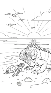 coloriage Iguane et decoupage