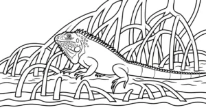 coloriage Iguane et découpage à imprimer