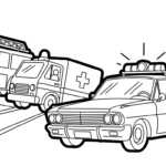 coloriage Voiture de Police et découpage à imprimer
