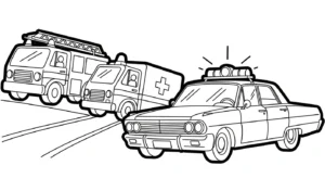 coloriage Voiture de Police et découpage à imprimer