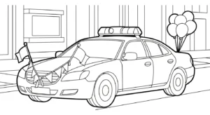 coloriage Voiture de Police educatif pour enfant