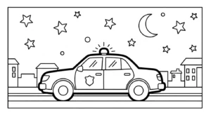 coloriage Voiture de Police à imprimer kawaii