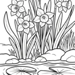 coloriage Jonquille à imprimer kawaii