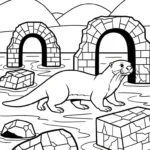coloriage Loutre pour enfant de 3 ans