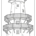 coloriage Moulins à Vent pour enfants à imprimer