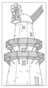 coloriage Moulins à Vent pour enfants à imprimer