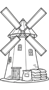 coloriage Moulins à Vent à imprimer pour enfant de 12 ans