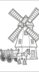 coloriage Moulins à Vent à imprimer pour enfant de 3 ans