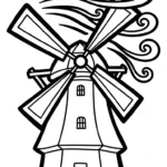 coloriage Moulins à Vent à imprimer pour enfant de 12 ans