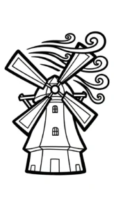 coloriage Moulins à Vent à imprimer pour enfant de 12 ans