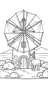 coloriage Moulins à Vent pour primaire
