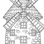coloriage Moulins à Vent pour enfants a imprimer gratuit