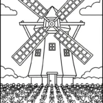coloriage Moulins à Vent à imprimer pdf gratuit