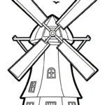 coloriage Moulins à Vent pour enfant de 7 ans