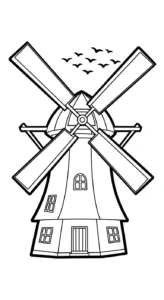 coloriage Moulins à Vent pour enfant de 7 ans
