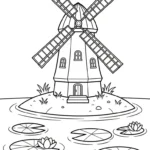 coloriage Moulins à Vent à imprimer pour enfants