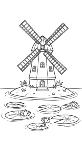 coloriage Moulins à Vent à imprimer pour enfants