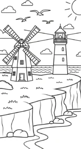 imprimer coloriage Moulins à Vent