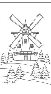 coloriage Moulins à Vent à imprimer a4