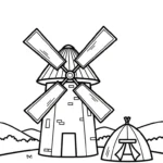 coloriage Moulins à Vent pour enfant de à imprimer