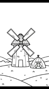coloriage Moulins à Vent pour enfant de à imprimer