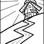 coloriage Moulins à Vent et découpage à imprimer