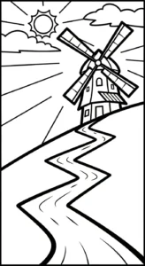 coloriage Moulins à Vent et découpage à imprimer