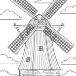 coloriage Moulins à Vent gratuit a imprimer