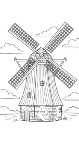 coloriage Moulins à Vent gratuit a imprimer