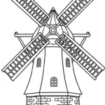 coloriage Moulins à Vent pour enfant