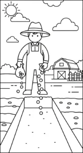 image pour coloriage Paysan enfant