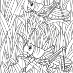 coloriage Sauterelle et decoupage a imprimer gratuit