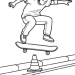 coloriage Skateboard et découpage à imprimer